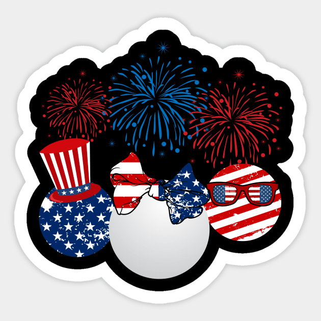 Ping Pong American Flag Fireworks Sticker by Flavie Kertzmann